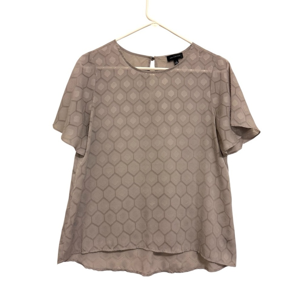 2/$30 The Limited - Gray Hexagon Print Short Sleeve Blouse Size Small